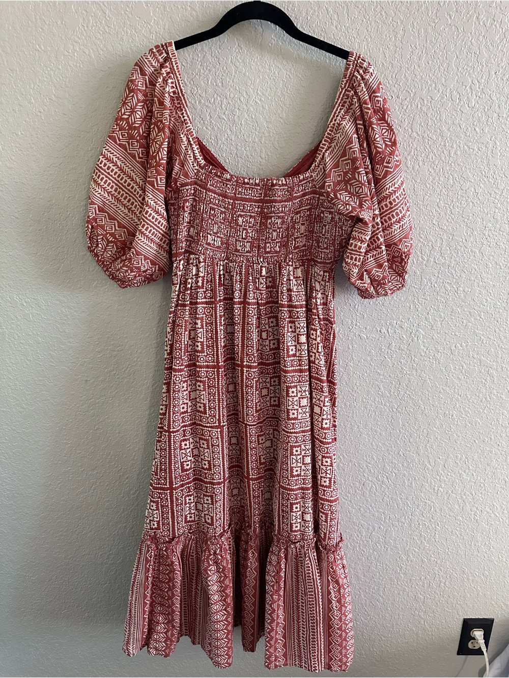 Cleobella Joely Midi Dress Terracotta and Ivory Southwestern Geometric Print - Picture 4 of 12